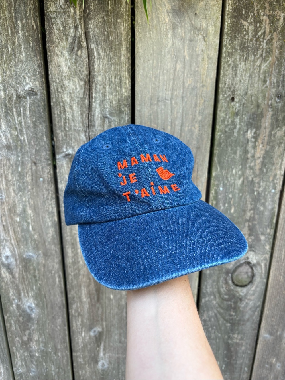 Clare V. Denim Baseball Cap Maman Je T'aime